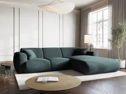 Sofá*Cosmopolitan Design - Sofá de canto direito "Nolio" 4 lugares em tecido chenille petróleo - 260x170x72cm Verde esmeralda
