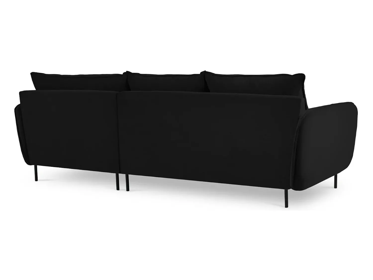 Outlet Cosmopolitan Design - Sofá de canto direito "Vienna" 5 lugares em veludo - 255x170x95cm Preto