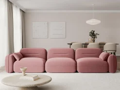 Sofá*Cosmopolitan Design - Sofá modular "Sydney" 4 lugares em veludo salmão - 320x90x70cm Rosa claro