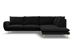 Sofá*Cosmopolitan Design - Sofá de canto direito "Vienna" 6 lugares em veludo - 275x185x95cm Preto