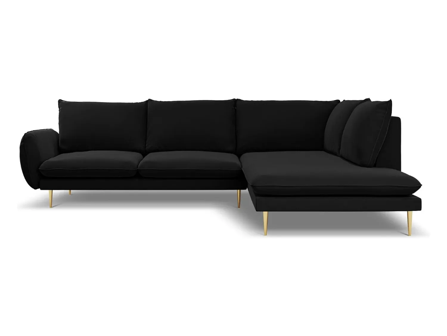 Sofá*Cosmopolitan Design - Sofá de canto direito "Vienna" 6 lugares em veludo - 275x185x95cm Preto