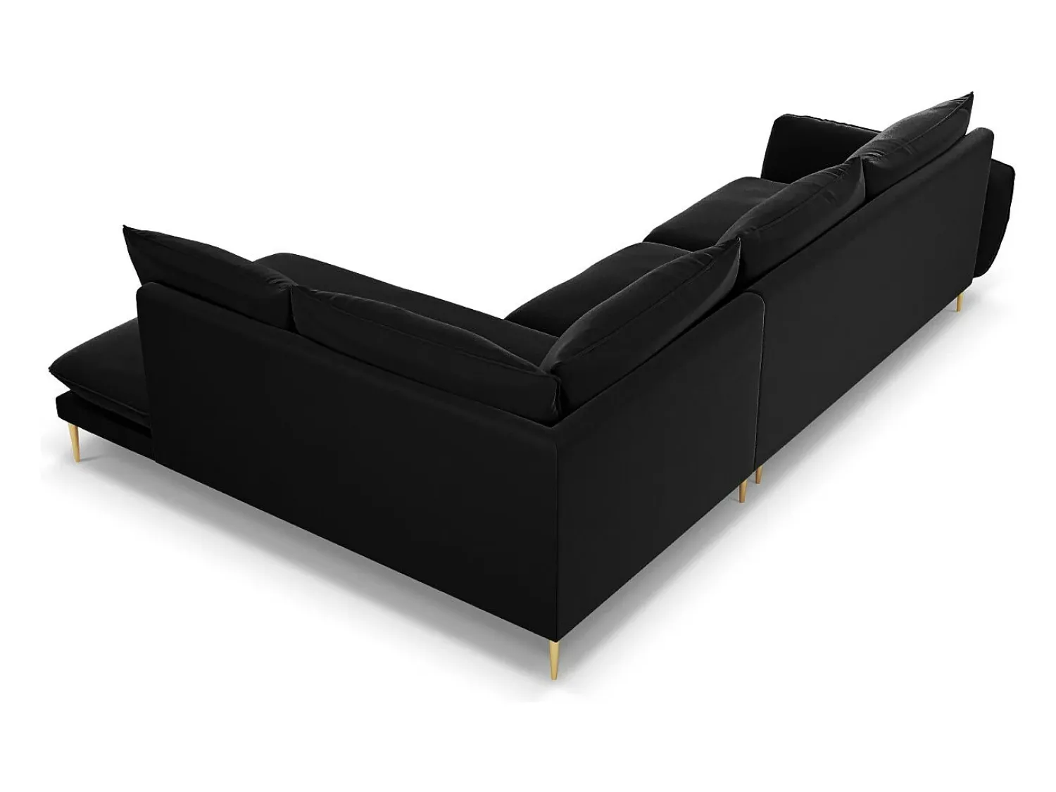 Sofá*Cosmopolitan Design - Sofá de canto direito "Vienna" 6 lugares em veludo - 275x185x95cm Preto