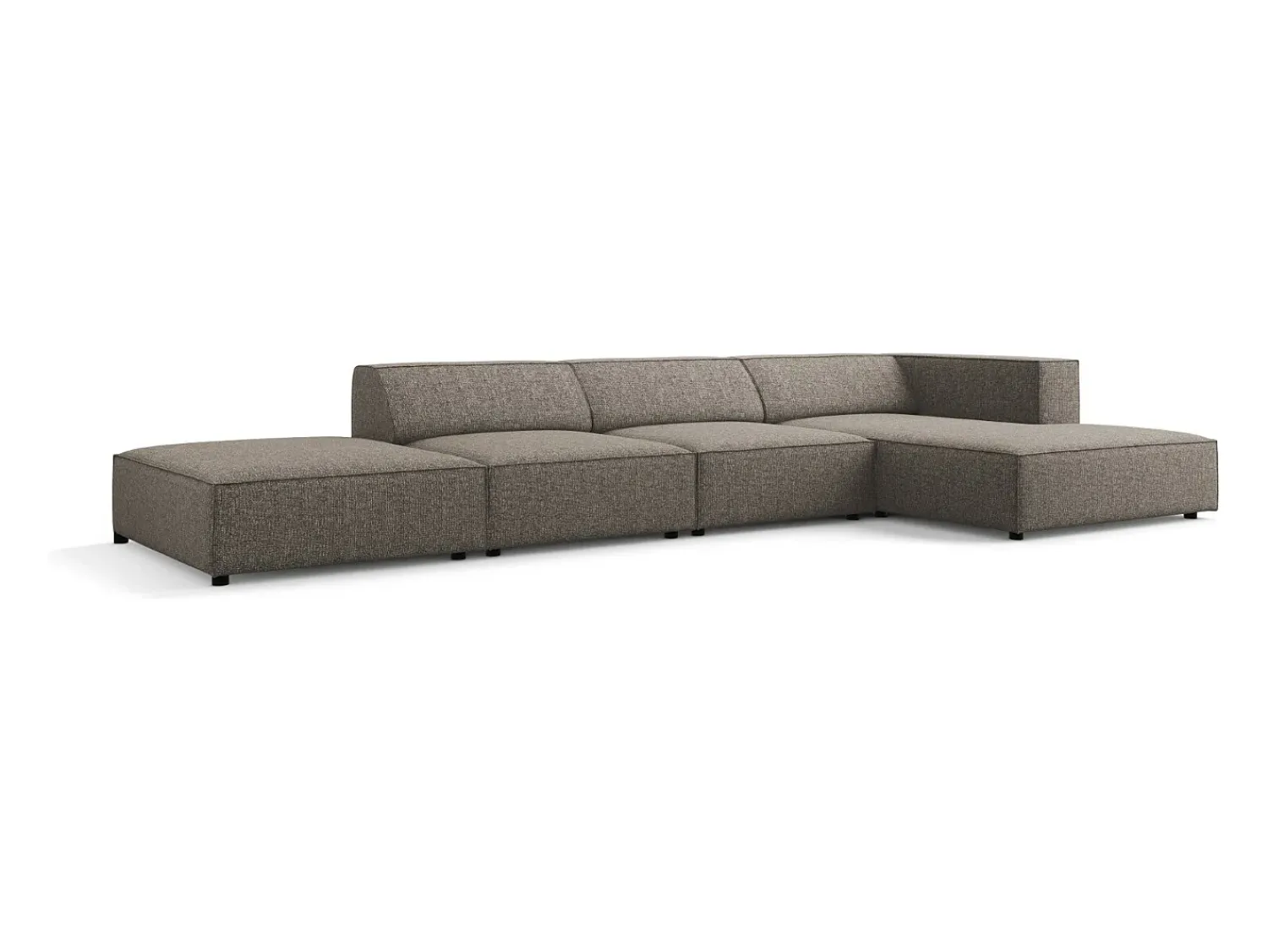 Clearance Cosmopolitan Design - Sofá de canto direito "Arendal" 5 lugares em tecido chenille cinza - 341x166x70cm Cinzento