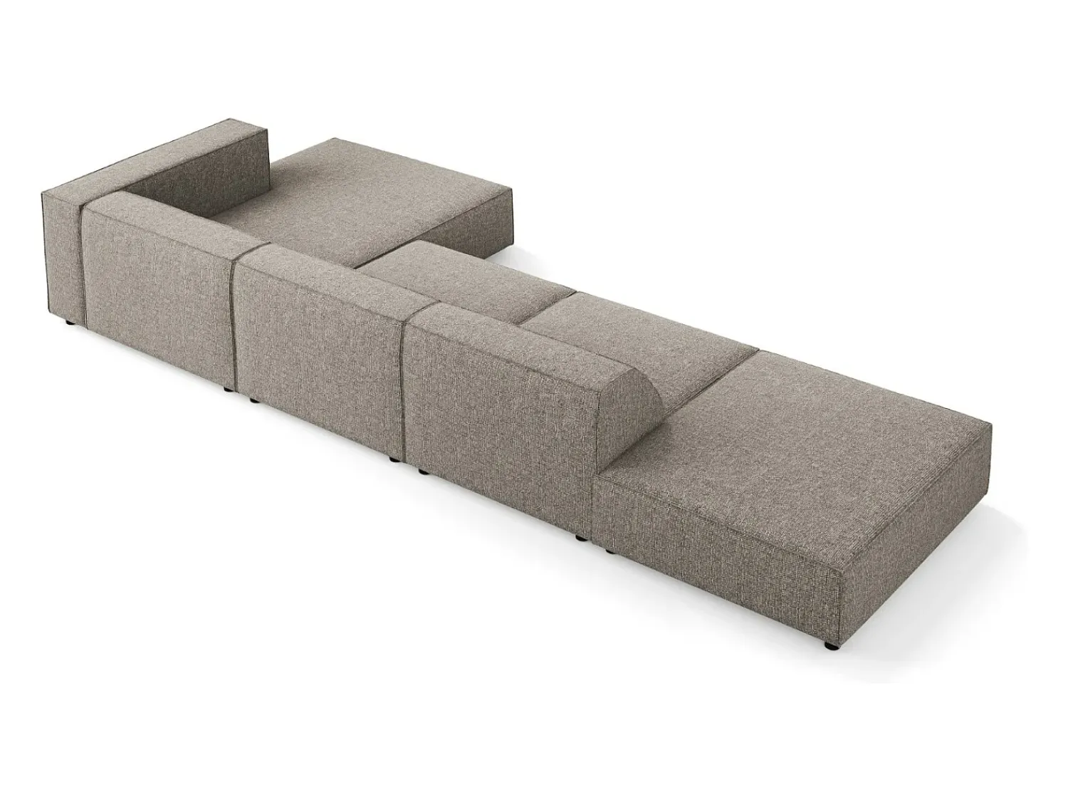 Clearance Cosmopolitan Design - Sofá de canto direito "Arendal" 5 lugares em tecido chenille cinza - 341x166x70cm Cinzento