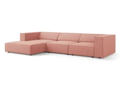 Cosmopolitan Design - Sofá de canto esquerdo "Arendal" 4 lugares em tecido chenille - 284x166x70cm^ Sofá