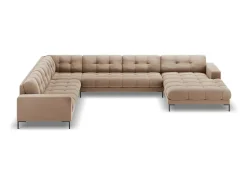Sofá*Cosmopolitan Design - Sofá de canto panorâmico à esquerda "Bali" 7 lugares em veludo - 327x256x75cm Bege