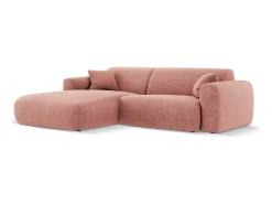 Sofá|Cosmopolitan Design - Sofá de canto esquerdo "Nolio" 4 lugares em tecido chenille - 235x170x72cm Rosa