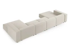 Best Cosmopolitan Design - Sofá panorâmico "Arendal" 6 lugares em veludo cru - 364x166x70cm Branco sujo
