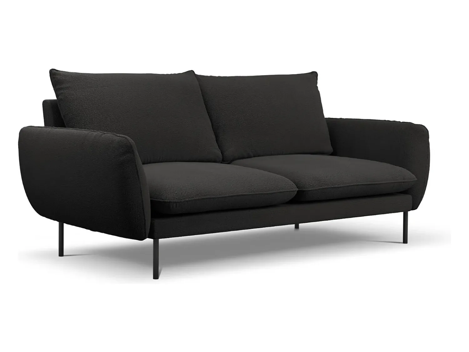 Sofá*Cosmopolitan Design - Sofá "Vienna" 3 lugares em tecido bouclé - 200x92x95cm Preto