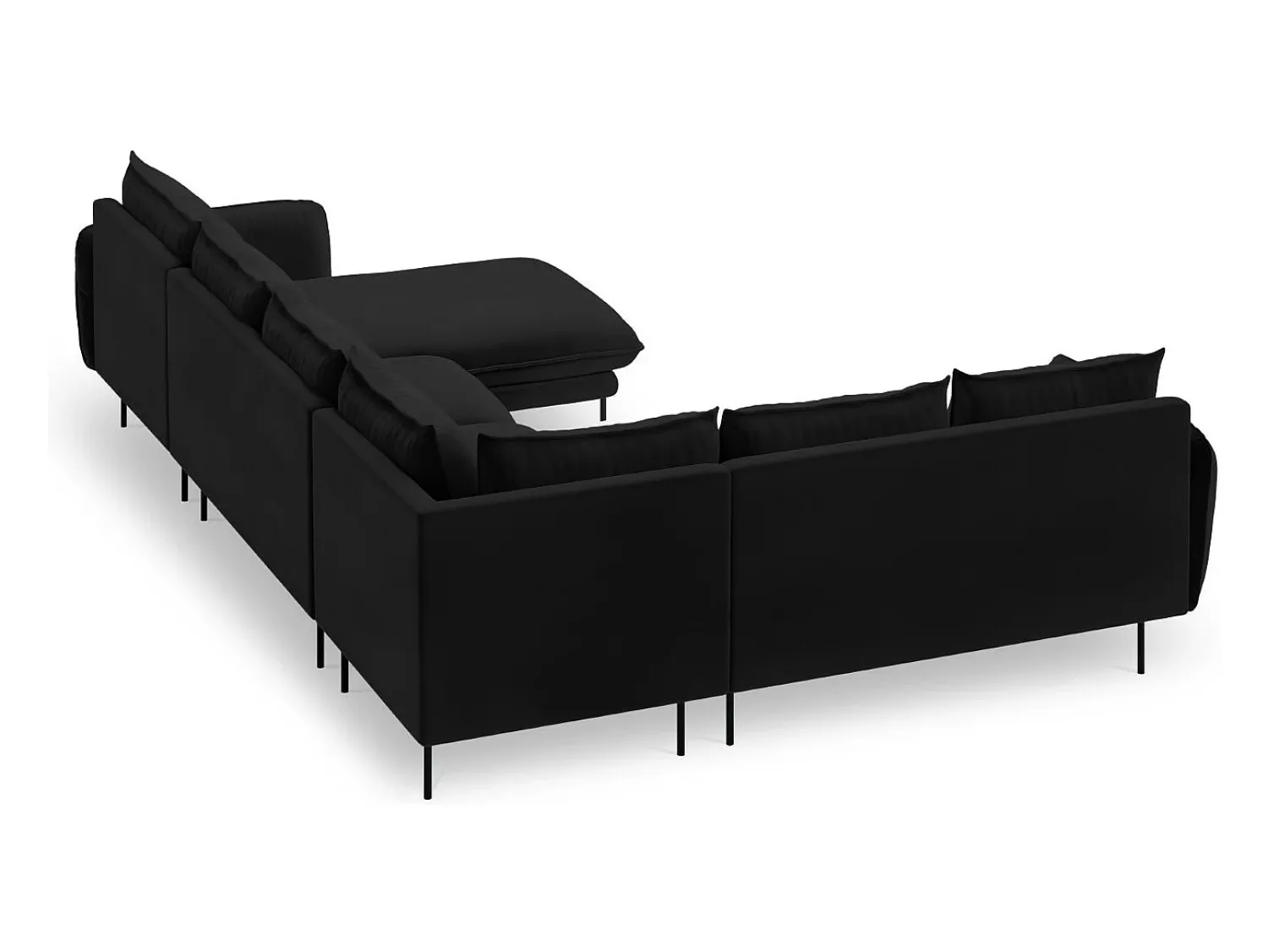 Sale Cosmopolitan Design - Sofá de canto panorâmico à esquerda "Vienna" 7 lugares em veludo - 330x235x95cm Preto