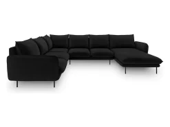 Sale Cosmopolitan Design - Sofá de canto panorâmico à esquerda "Vienna" 7 lugares em veludo - 330x235x95cm Preto
