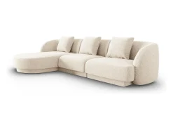 Discount Cosmopolitan Design - Sofá de canto esquerdo "Tulum" 4 lugares em tecido chenille claro - 255x156x70cm Bege