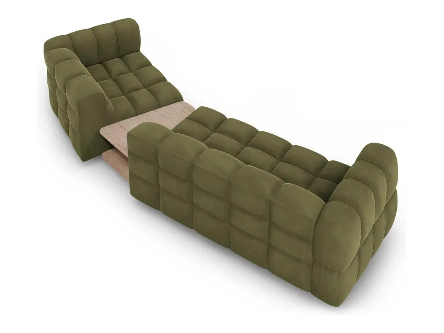 Sofá*Cosmopolitan Design - Sofá modular direito "Sky" 3 lugares em veludo - 353x148x75cm Verde claro
