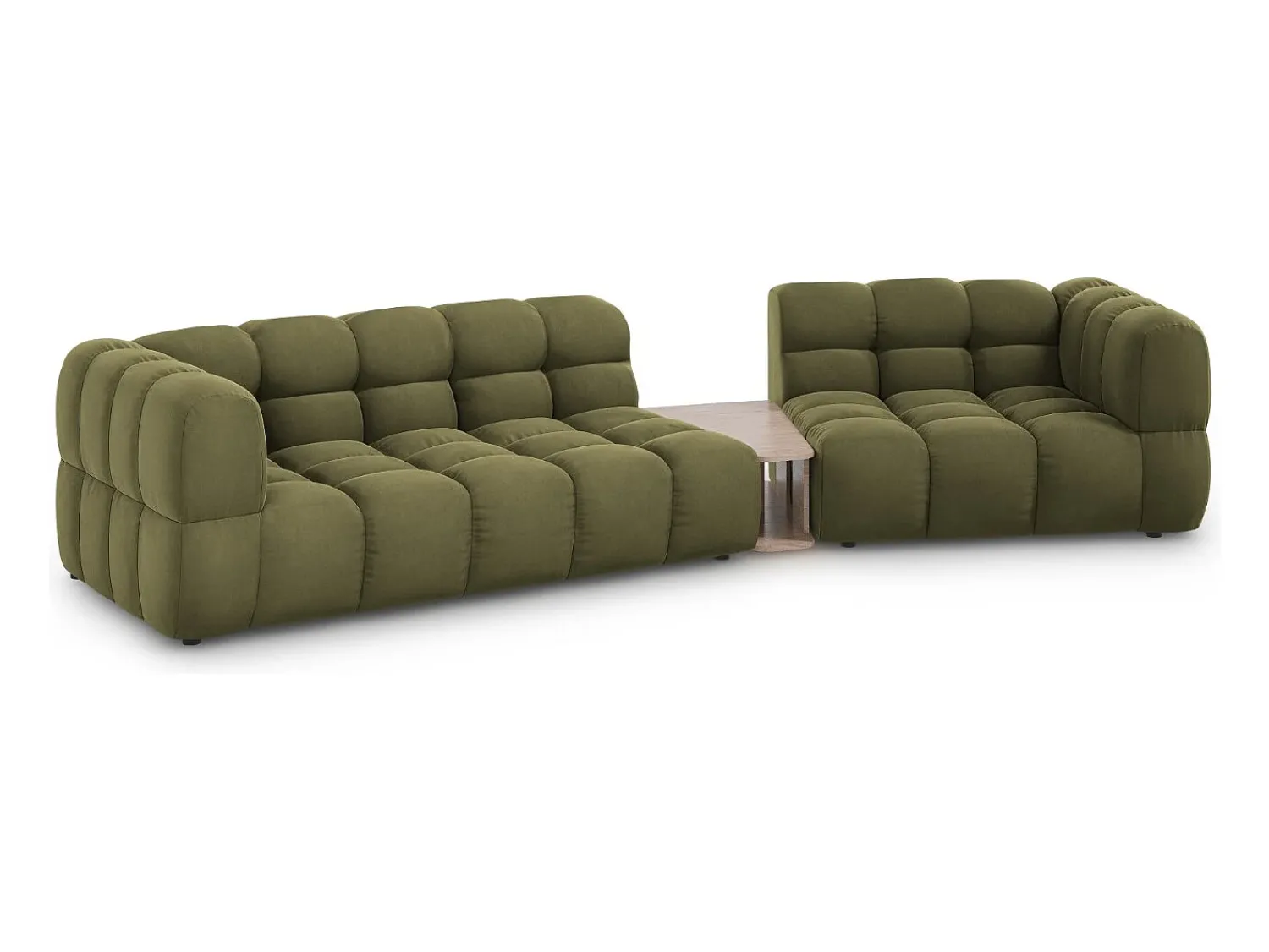 Sofá*Cosmopolitan Design - Sofá modular direito "Sky" 3 lugares em veludo - 353x148x75cm Verde claro