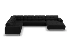 Discount Cosmopolitan Design - Sofá de canto panorâmico à esquerda "Bali" 7 lugares em veludo - 327x256x75cm Preto