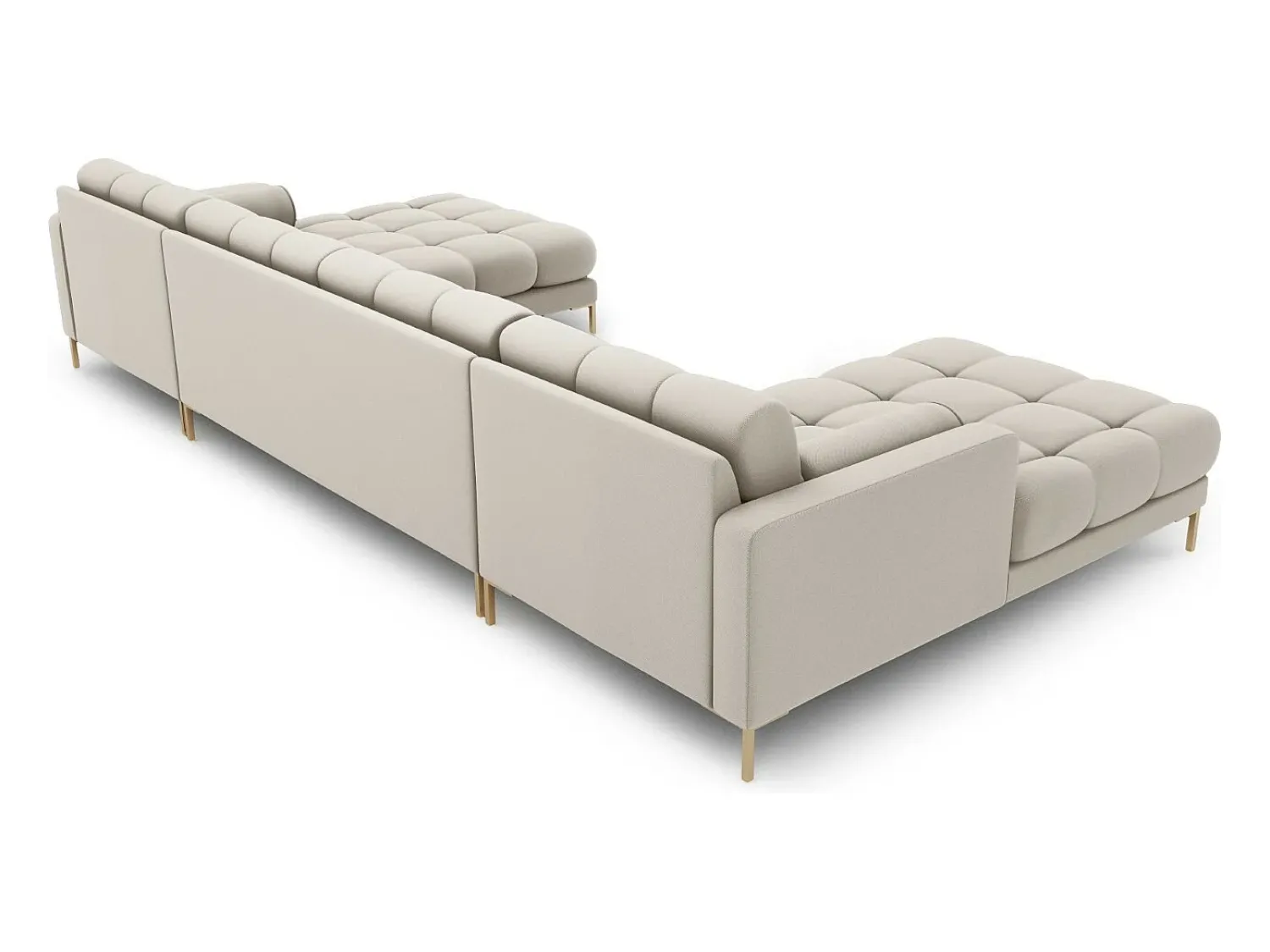 Sofá*Cosmopolitan Design - Sofá panorâmico "Bali" 7 lugares em tecido estrutural - 383x185x75cm Bege