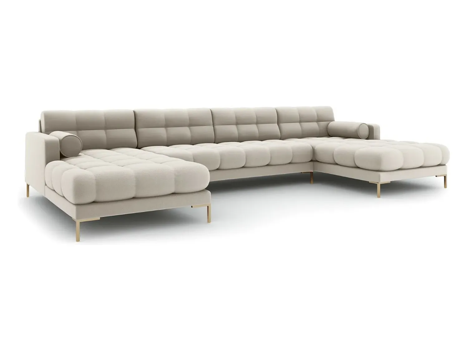 Sofá*Cosmopolitan Design - Sofá panorâmico "Bali" 7 lugares em tecido estrutural - 383x185x75cm Bege