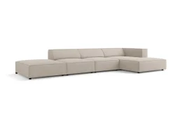 Cosmopolitan Design - Sofá de canto direito "Arendal" 5 lugares em tecido chenille com efeito canelado escuro - 341x166x70cm^ Sofá