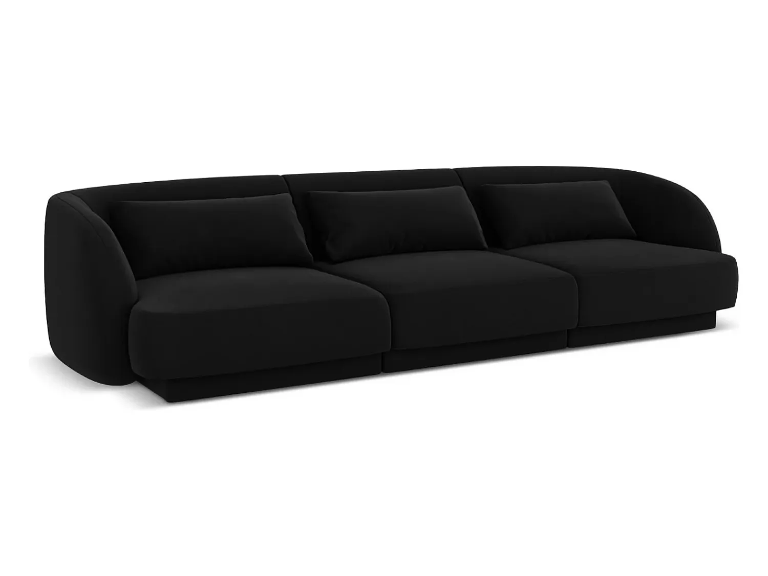 Sofá|Cosmopolitan Design - Sofá "Tulum" 3 lugares em veludo - 255x90x70cm Preto