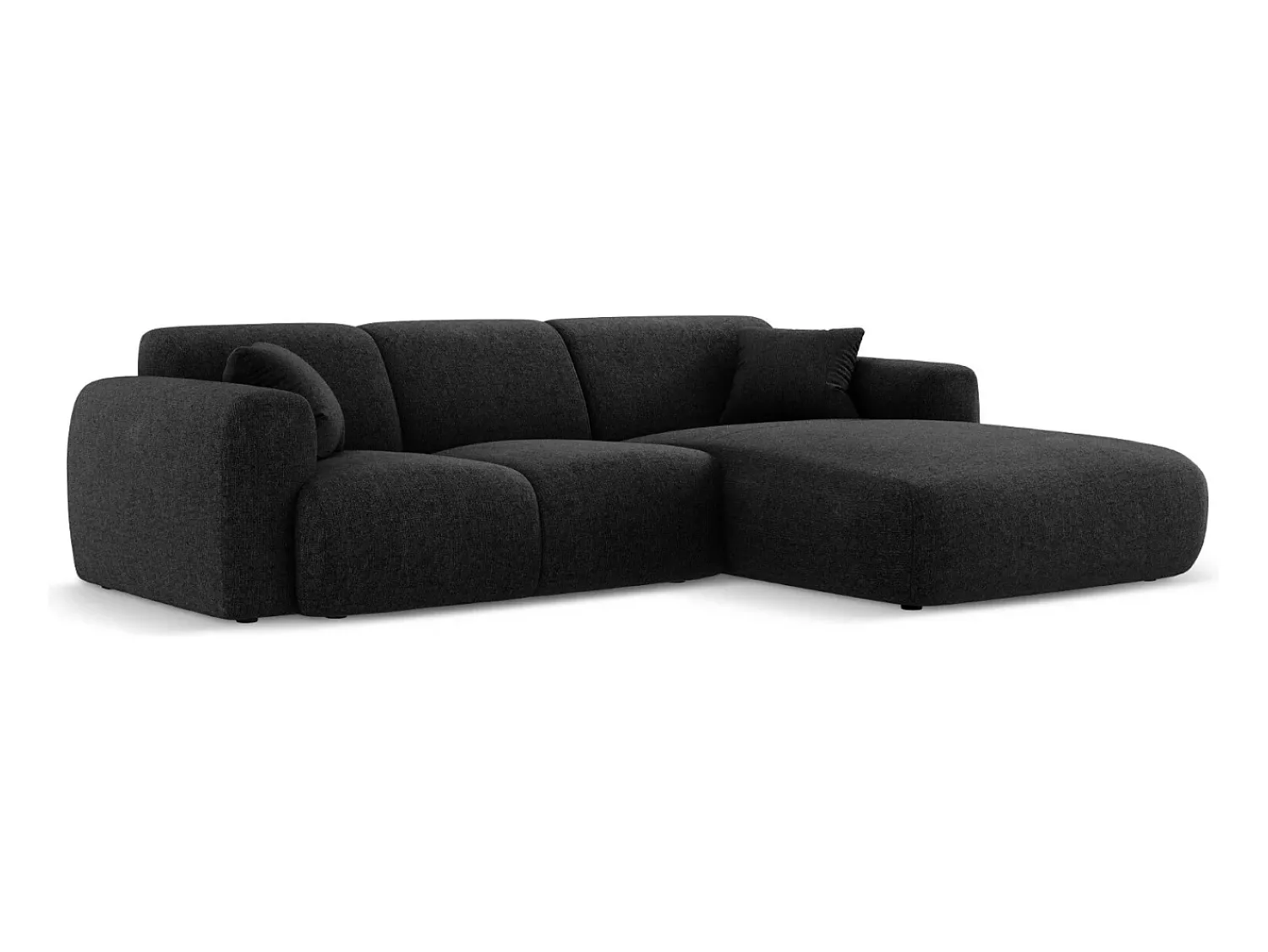 Sofá|Cosmopolitan Design - Sofá de canto direito "Nolio" 4 lugares em tecido chenille - 260x170x72cm Preto