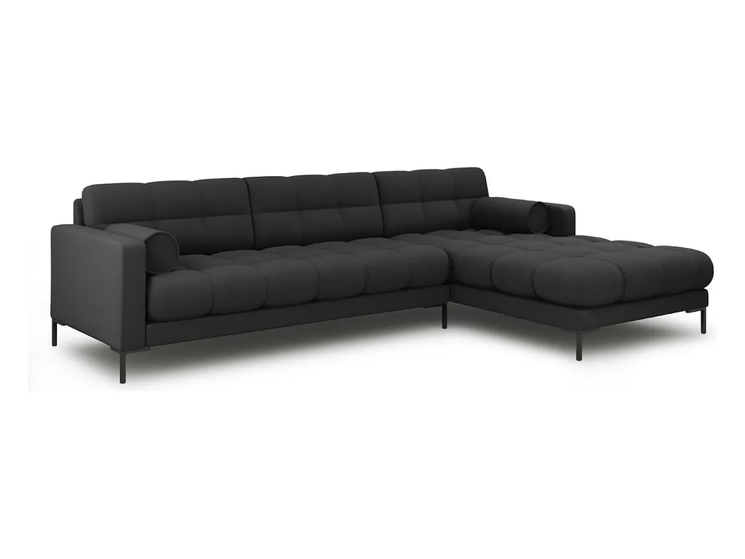 Best Cosmopolitan Design - Sofá de canto direito "Bali" 5 lugares em tecido estrutural cinza escuro - 293x185x75cm Cinza antracite