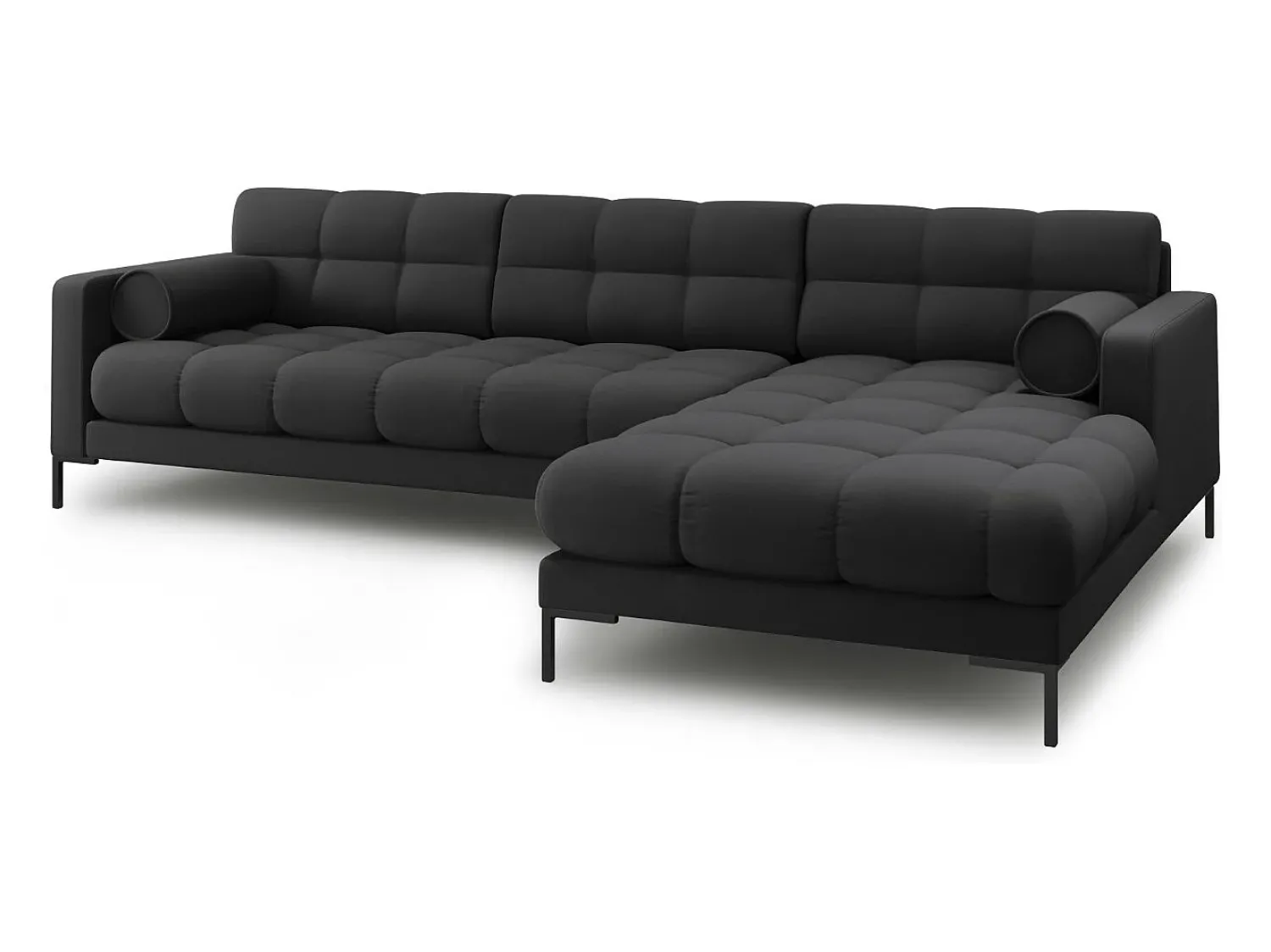 Best Cosmopolitan Design - Sofá de canto direito "Bali" 5 lugares em tecido estrutural cinza escuro - 293x185x75cm Cinza antracite