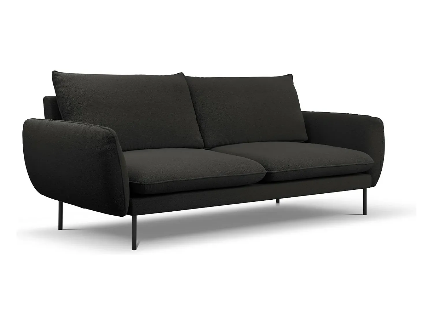 Cosmopolitan Design - Sofá "Vienna" 4 lugares em tecido bouclé - 230x92x95cm Preto