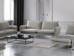 Cosmopolitan Design - Sofá "Vienna" 4 lugares em tecido estrutural cinza claro - 230x92x95cm^ Sofá