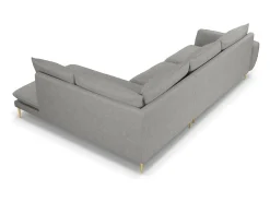 Cosmopolitan Design - Sofá de canto direito "Vienna" 6 lugares em tecido estrutural cinza claro - 275x185x95cm^ Sofá