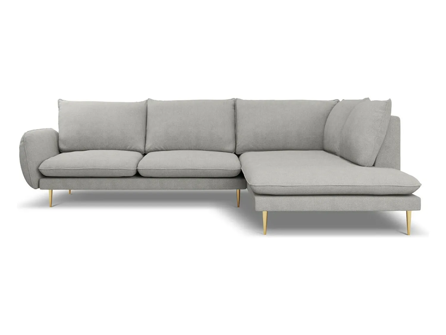 Cosmopolitan Design - Sofá de canto direito "Vienna" 6 lugares em tecido estrutural cinza claro - 275x185x95cm^ Sofá