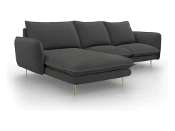 Sofá*Cosmopolitan Design - Sofá de canto esquerdo "Vienna" 5 lugares em tecido estrutural cinza escuro - 255x170x95cm Cinza antracite