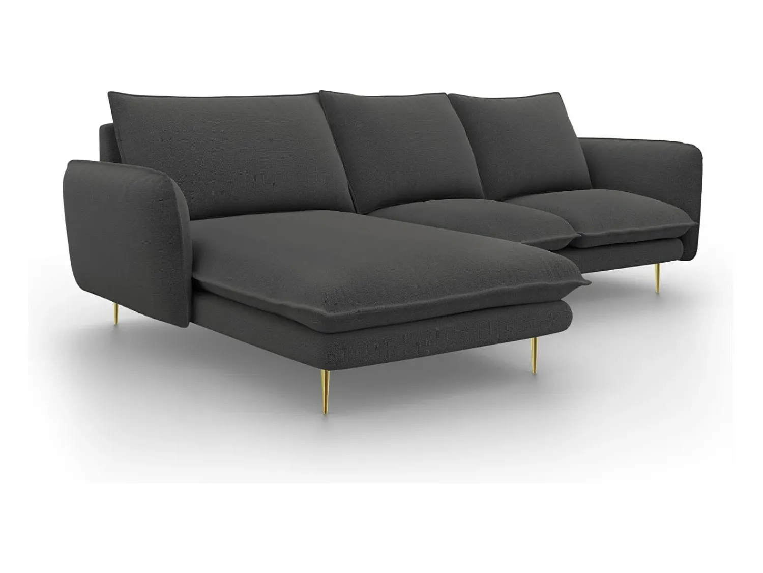 Sofá*Cosmopolitan Design - Sofá de canto esquerdo "Vienna" 5 lugares em tecido estrutural cinza escuro - 255x170x95cm Cinza antracite