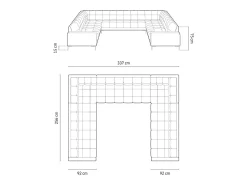 Sofá|Cosmopolitan Design - Sofá panorâmico "Bali" 9 lugares em tecido estrutural cinza claro - 327x256x75cm Cinzento claro