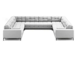 Sofá|Cosmopolitan Design - Sofá panorâmico "Bali" 9 lugares em tecido estrutural cinza claro - 327x256x75cm Cinzento claro