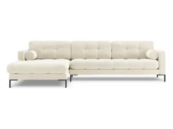 Sofá*Cosmopolitan Design - Sofá de canto esquerdo "Bali" 5 lugares em veludo claro - 293x185x75cm Bege