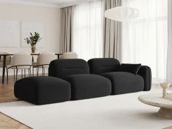 Sofá|Cosmopolitan Design - Sofá modular virado para a esquerda "Sydney" 3 lugares em veludo - 295x90x70cm Preto