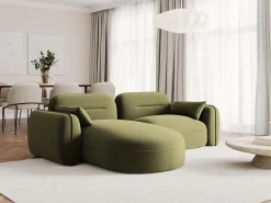 Cosmopolitan Design - Sofá modular de canto esquerdo "Sydney" 3 lugares em veludo - 230x165x70cm^ Sofá