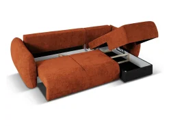 Sofá*Cosmopolitan Design - Sofá convertível de canto direito com caixa de arrumação "Matera" 4 lugares em tecido chenille - 253x173x86cm Terracota