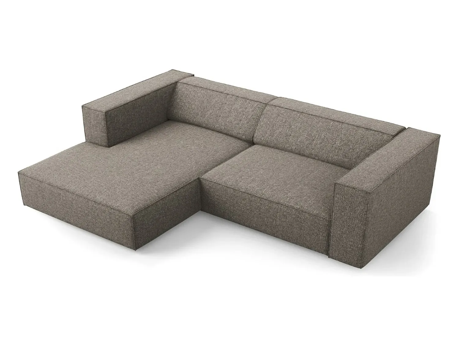Sofá*Cosmopolitan Design - Sofá de canto esquerdo "Arendal" 3 lugares em tecido chenille cinza - 224x166x70cm Cinzento