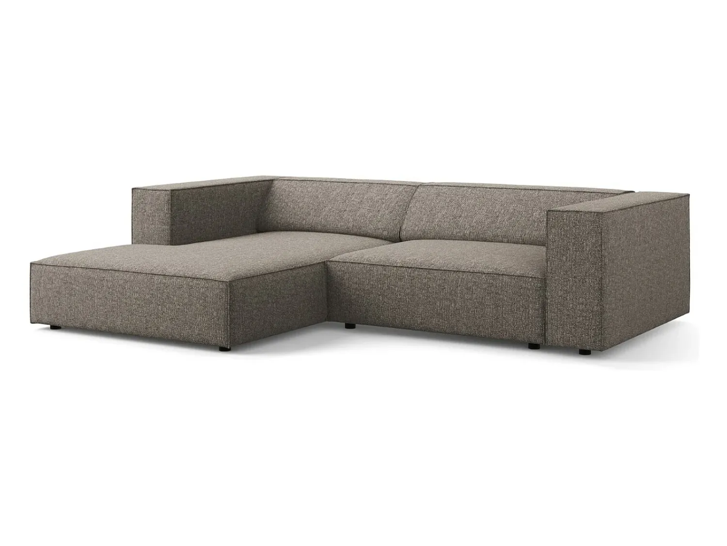 Sofá*Cosmopolitan Design - Sofá de canto esquerdo "Arendal" 3 lugares em tecido chenille cinza - 224x166x70cm Cinzento