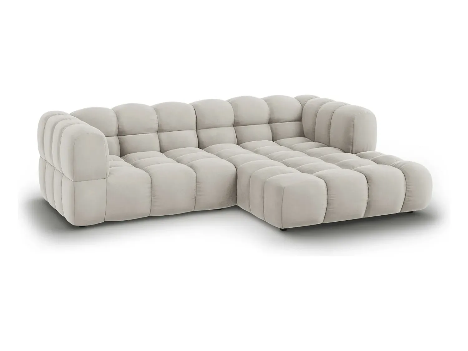 Discount Cosmopolitan Design - Sofá modular de canto direito "Sky" 3 lugares em veludo claro - 244x162x75cm Bege