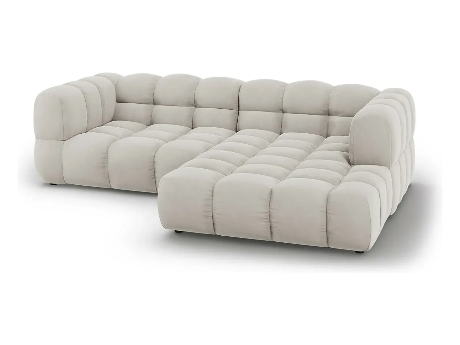 Discount Cosmopolitan Design - Sofá modular de canto direito "Sky" 3 lugares em veludo claro - 244x162x75cm Bege