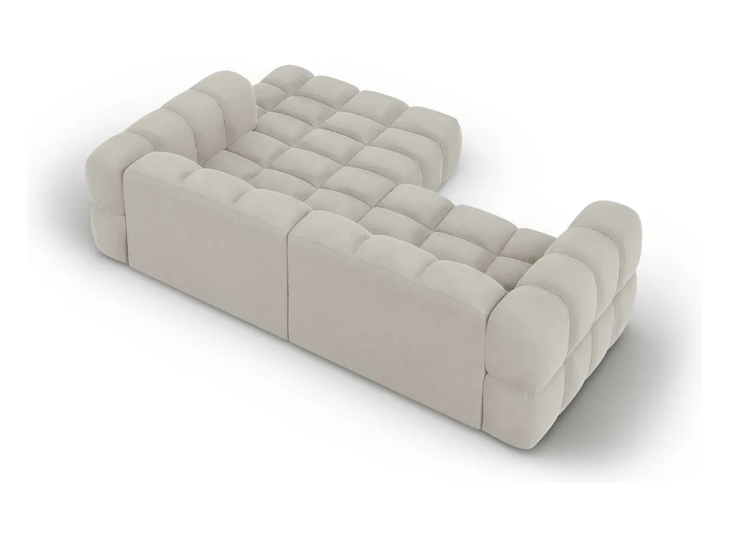 Discount Cosmopolitan Design - Sofá modular de canto direito "Sky" 3 lugares em veludo claro - 244x162x75cm Bege