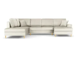 Cosmopolitan Design - Sofá panorâmico convertível esquerdo com caixa de arrumação "Kyoto" 7 lugares em veludo claro - 313x194x88cm^ Sofá