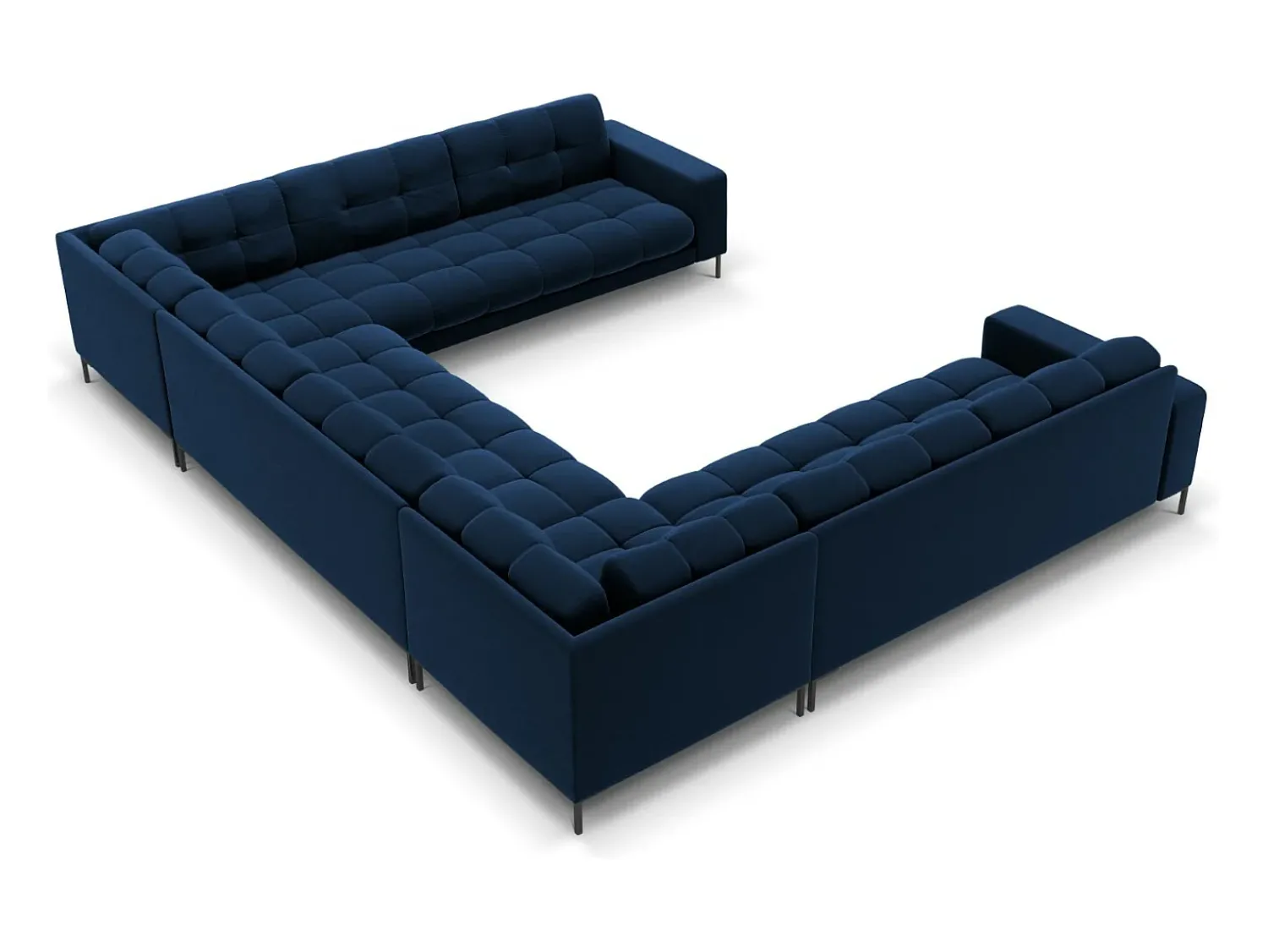 Cosmopolitan Design - Sofá panorâmico "Bali" 9 lugares em veludo azul real - 327x256x75cm^ Sofá