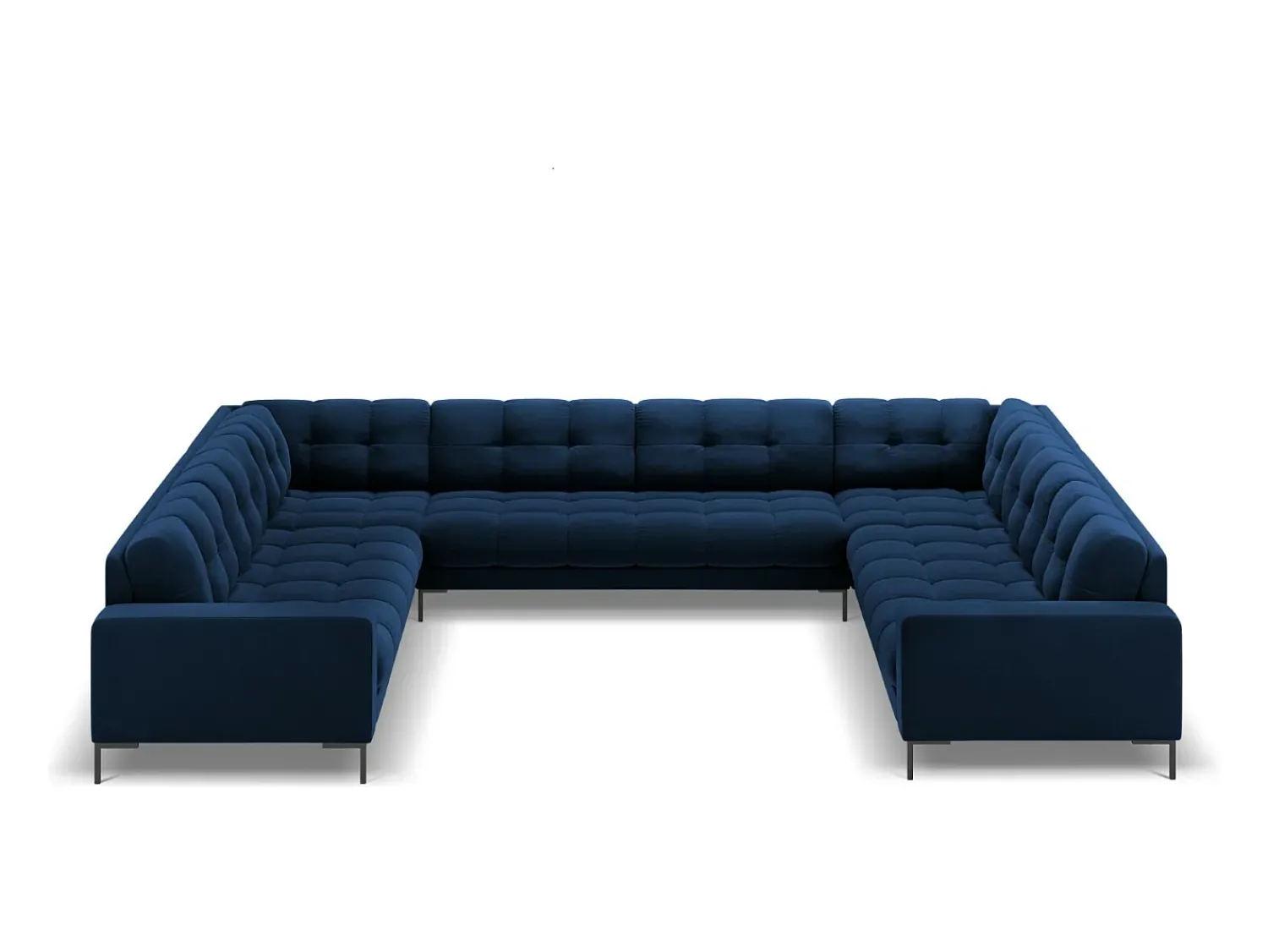 Cosmopolitan Design - Sofá panorâmico "Bali" 9 lugares em veludo azul real - 327x256x75cm^ Sofá