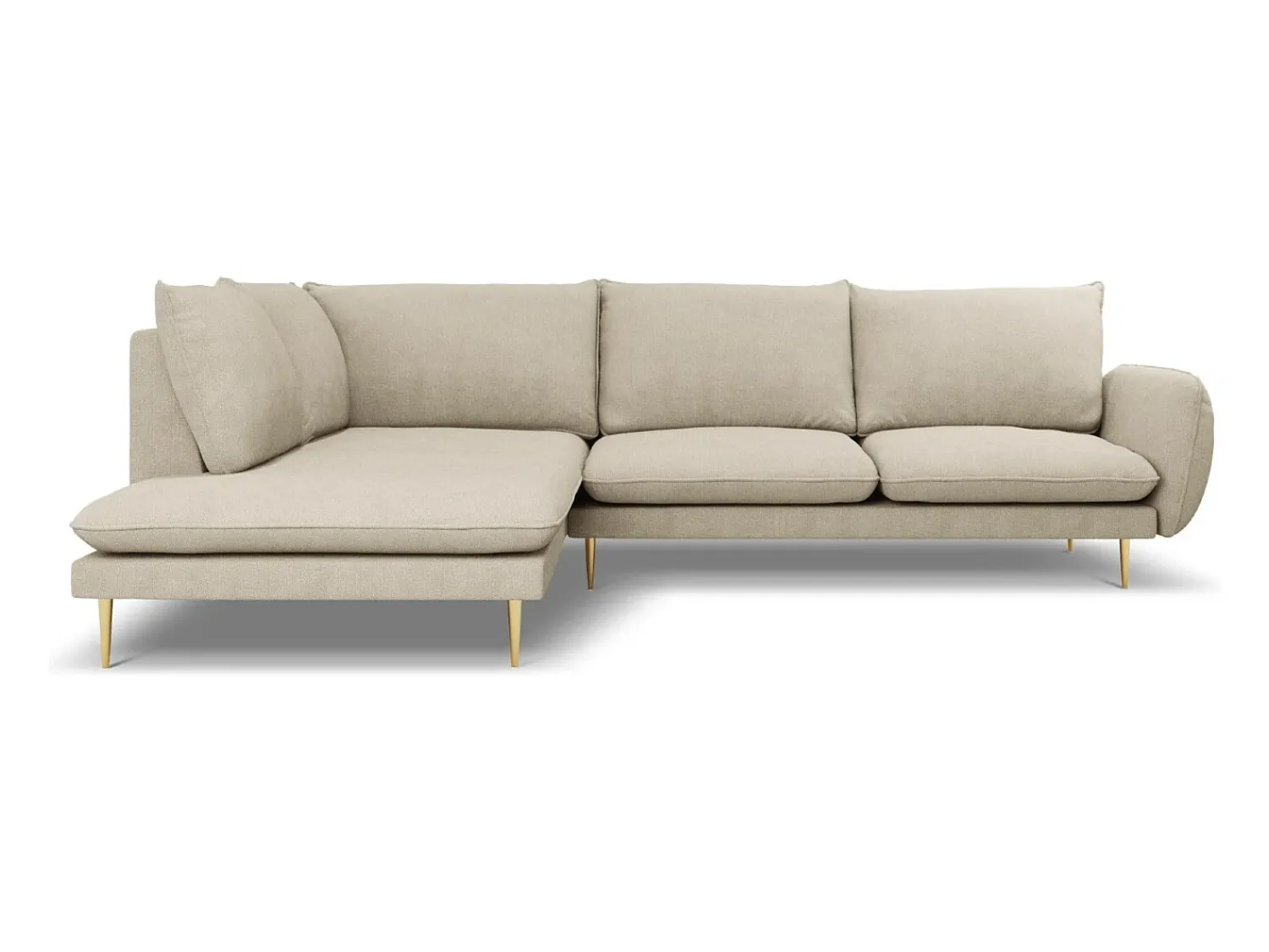 Sofá|Cosmopolitan Design - Sofá de canto esquerdo "Vienna" 6 lugares em tecido estrutural - 275x185x95cm Bege