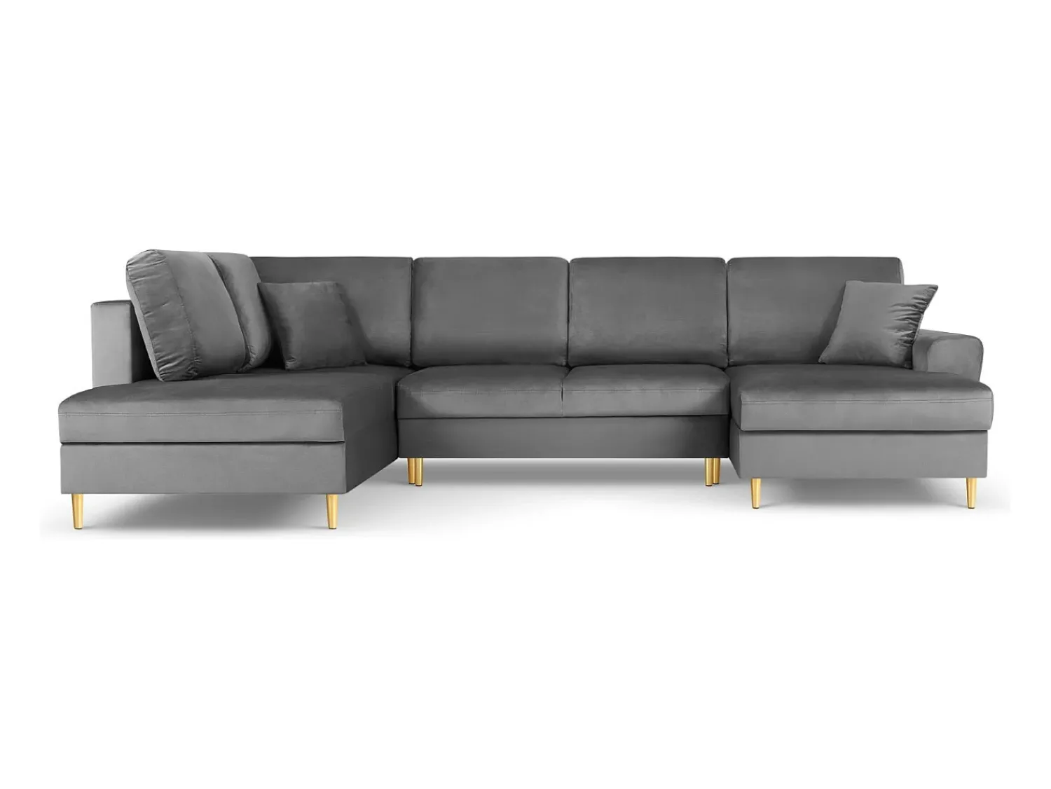 Cosmopolitan Design - Sofá panorâmico convertível esquerdo com caixa de arrumação "Kyoto" 7 lugares em veludo cinza claro - 313x194x88cm^ Sofá