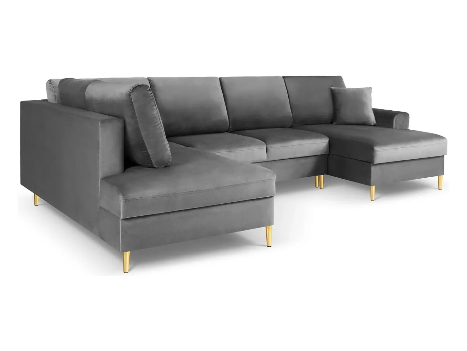 Cosmopolitan Design - Sofá panorâmico convertível esquerdo com caixa de arrumação "Kyoto" 7 lugares em veludo cinza claro - 313x194x88cm^ Sofá
