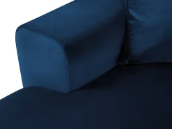 Cosmopolitan Design - Sofá panorâmico convertível em linha reta com caixa de arrumação "Kyoto" 7 lugares em veludo azul real - 313x194x88cm Azul escuro